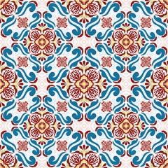 Red and blue flowers, beautiful seamless