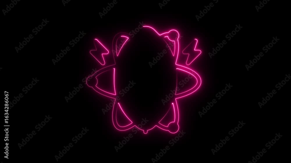 Aufkleber glowing neon atom symbol animation on black background energy concept abstract science technology de