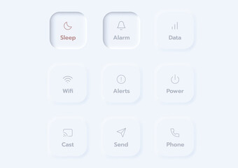 3D Neumorphic Soft UI Design. 3D Bottons.