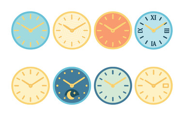 Luxury Watch Illustrations. Flat vector mini-illustrations Luxury watch dials in colors children's