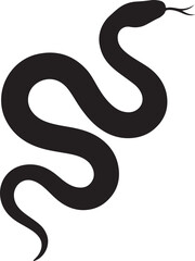 Vector Snake Silhouette Minimalist Animal Design Isolated on White