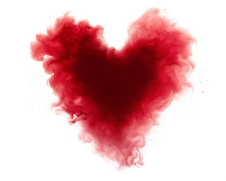 Crimson heart cloud explosion isolated on a transparent background