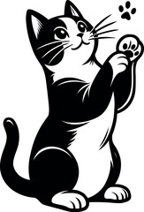 Playful Cat Reaching for Paw Print