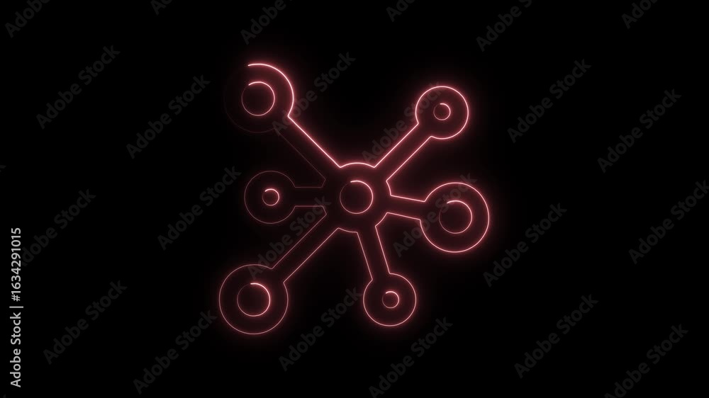 Poster glowing neon network connection symbol animation abstract design on black background futuristic digi