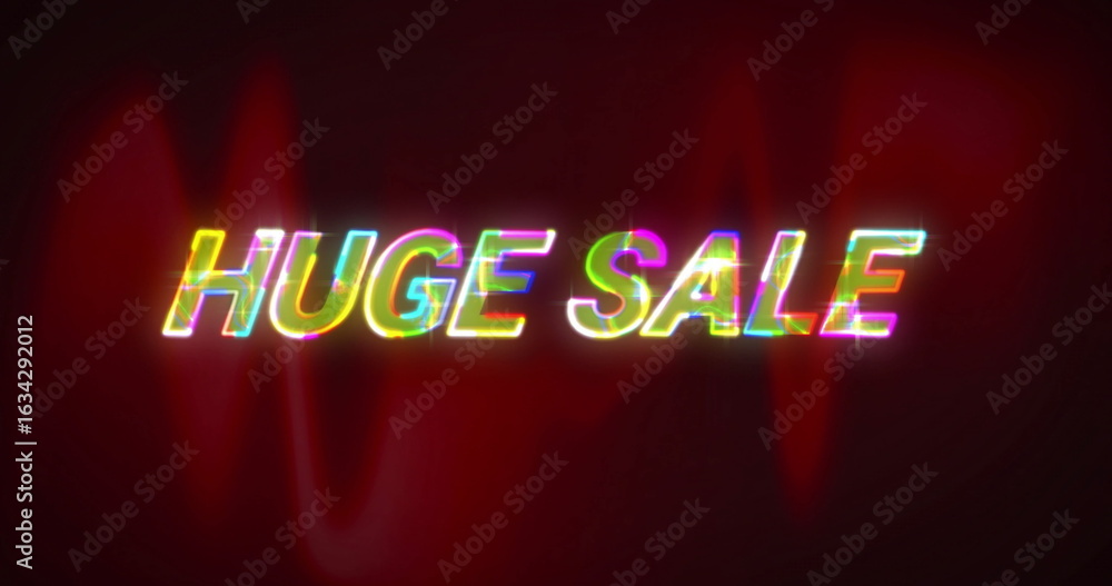 Poster displaying bold neon-style text glowing on dark gradient banner, with red waveform graphic patterns
