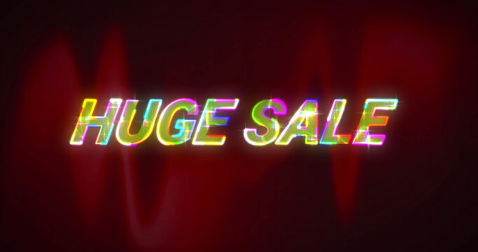 Displaying bold neon-style text glowing on dark gradient banner, with red waveform graphic patterns