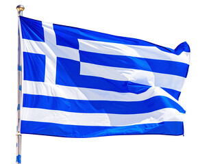 Obraz premium Waving greek flag isolated on transparent background