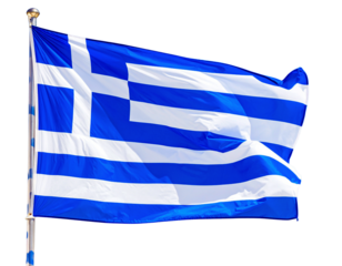 Waving greek flag isolated on transparent background