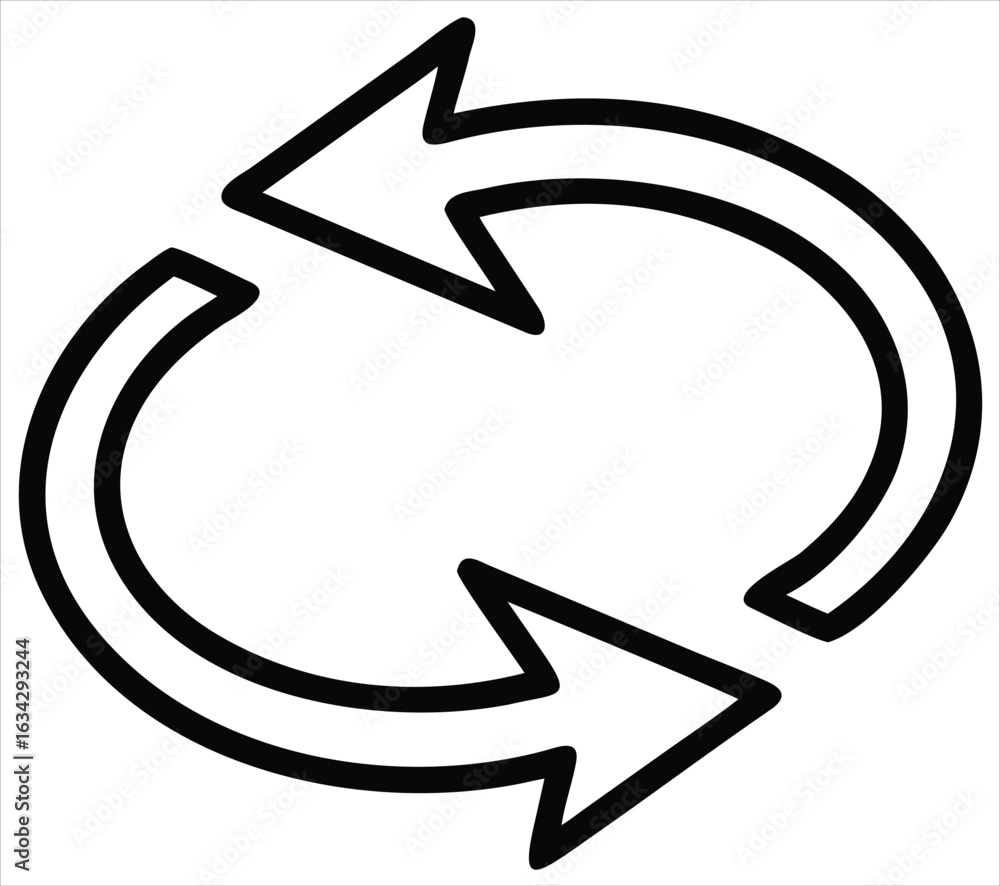 Poster two interlocking arrows in a circular motion representing continuous cycles and renewal