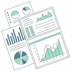 Market analysis vector with graphs and charts

