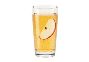 Isolated Refreshing Glass of Apple Cider with a Slice of Apple