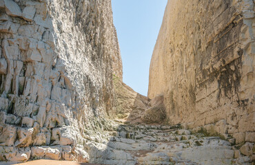 Whiteness Gap, a dramatic break in the chalk cliffs at Kingsgate Bay in Broadstairs, England