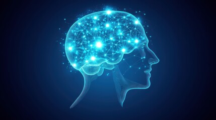 Obraz premium Human brain glowing with futuristic network of connections