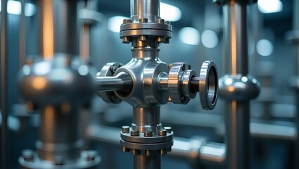 Industrial pipelines and equipment are displayed with close-up shots. The design and texture show the charm of industrial design