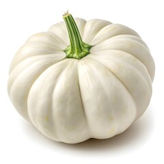 White Scallop Squash Elegant Pale Squash with Distinctive Scalloped Edges on Clean White Background for Fresh and Artistic Culinary Presentations