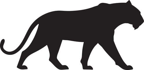 Silhouette of a walking tiger in a clean vector style