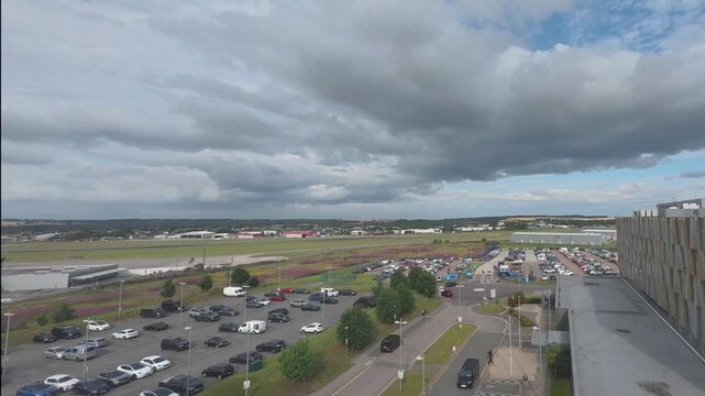 4k timelapse overlooking Aberdeen International Airport in the Dyce suburb, Scotland