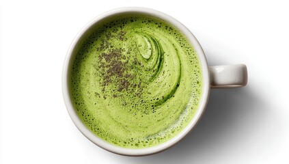 Matcha Latte in White Mug