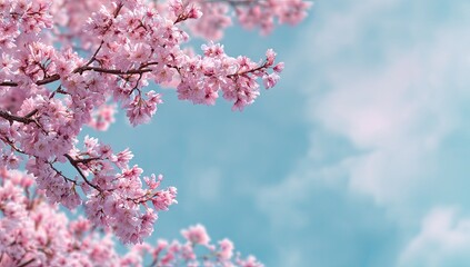 Spring blossoms against a pale blue sky