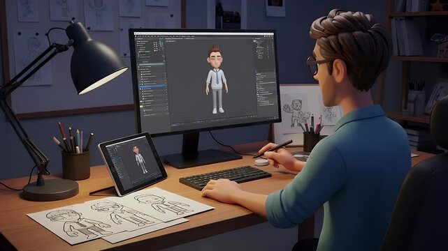 Digital artist working on a project