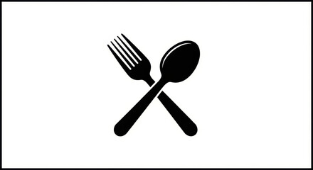 Fototapeta premium Minimalist icon depicting a crossed fork and spoon, symbolic of dining or culinary themes