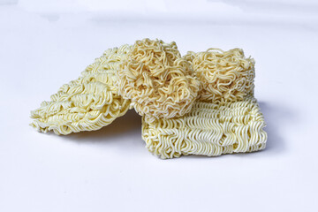 Instant noodles on a white background, Noodles without packaging