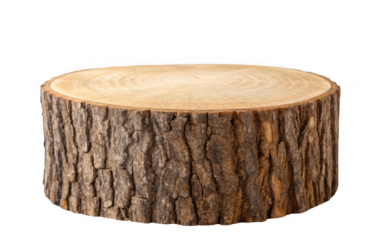 Rustic wooden log slice isolated on transparent background - Powered by Adobe