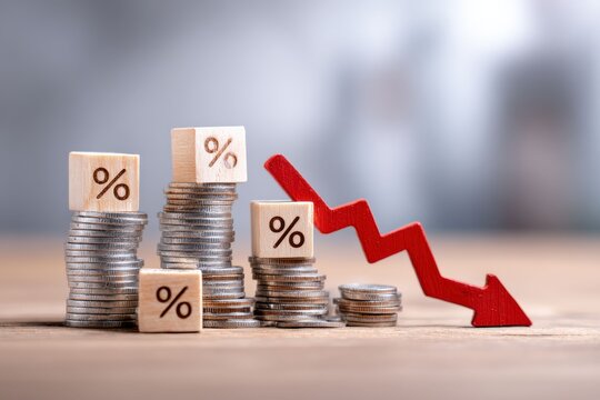 An image of falling interest rates, highlighting the financial concept of economic decline