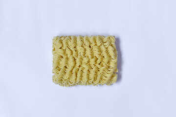 Instant noodles on a white background, Noodles without packaging