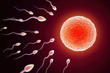 This educational content illustrates the interaction between sperm and egg cells, emphasizing the reproductive process and its significance in human biology and development
