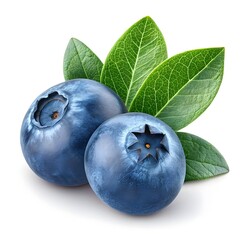 Obraz premium Jersey Blueberry Classic Deep Blue Berries with Smooth Matte Skin and Plump Juiciness on a Clean White Background for Fresh and Modern Food Photography