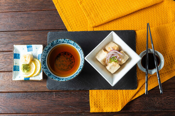 Tofu Delight With Sauce and Garnish