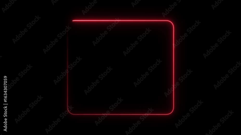 Poster red neon square frame glowing against black background abstract modern design element for digital co