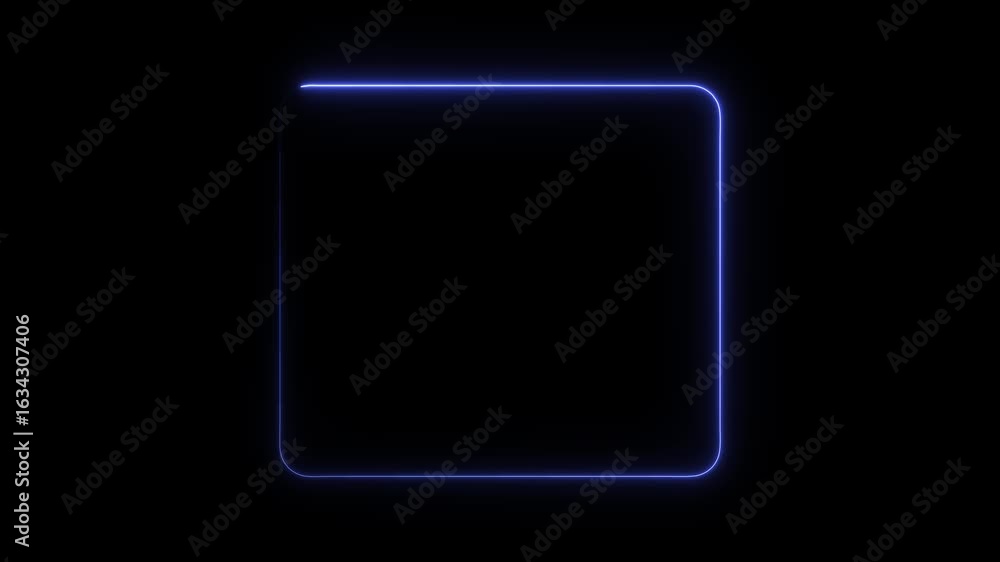 Aufkleber animated neon square frame glowing blue on black background perfect for modern branding and digital 