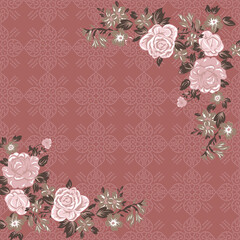 hijab scarf with rose motif design, warm clay background