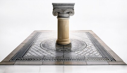 masonic symbol b j pillars and tessellated floor isolated on white background copy space for text