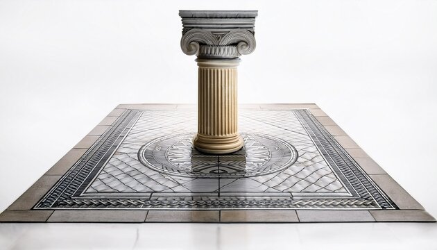 masonic symbol b j pillars and tessellated floor isolated on white background copy space for text