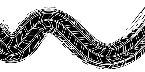 Tire tread marks, wheel textures, tire marks - car racing, motocross, drift, rally, off-road and others. Vector black isolated texture in grunge style with splashes.eps10
