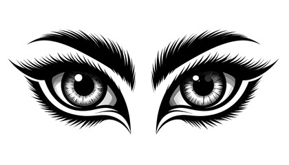 Close-up graphic of stylized female eyes