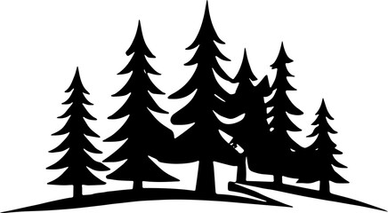 Fototapeta premium Pine Forest Or Forest Silhouette Concept 