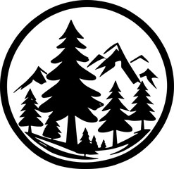 Pine Forest Or Forest Silhouette Concept
