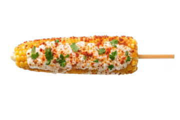 Elote mexican street corn on a stick isolated on transparent background