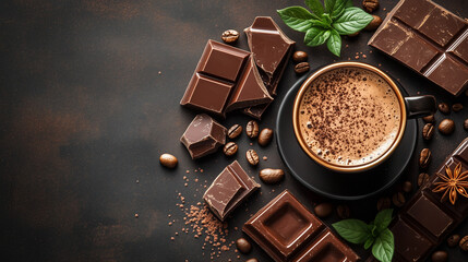 コーヒーとチョコレートの優雅な背景