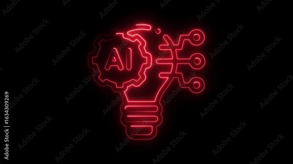 Poster futuristic a i innovation concept neon lightbulb gear circuitry artificial intelligence technology i