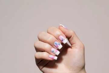 Elegant French Manicure on Pastel Background