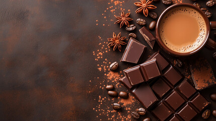 コーヒーとチョコレートの優雅な背景