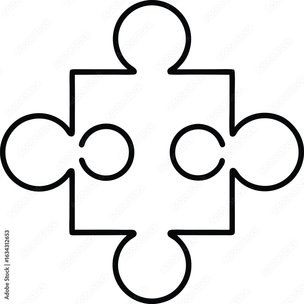 Poster abstract line art of interlocking puzzle pieces isolated on transparent background
