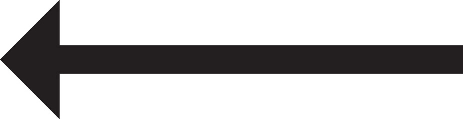 Long black arrow. Black arrow pointing left. Large arrow pointing vector . Bold thine long arrows. Vector illustration on white background. Black long arrow icon vector.