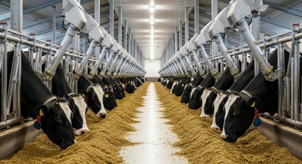 Symmetrical Vanishing Point of Holstein Cows at Automated Feeding Stations in a Modern Barn