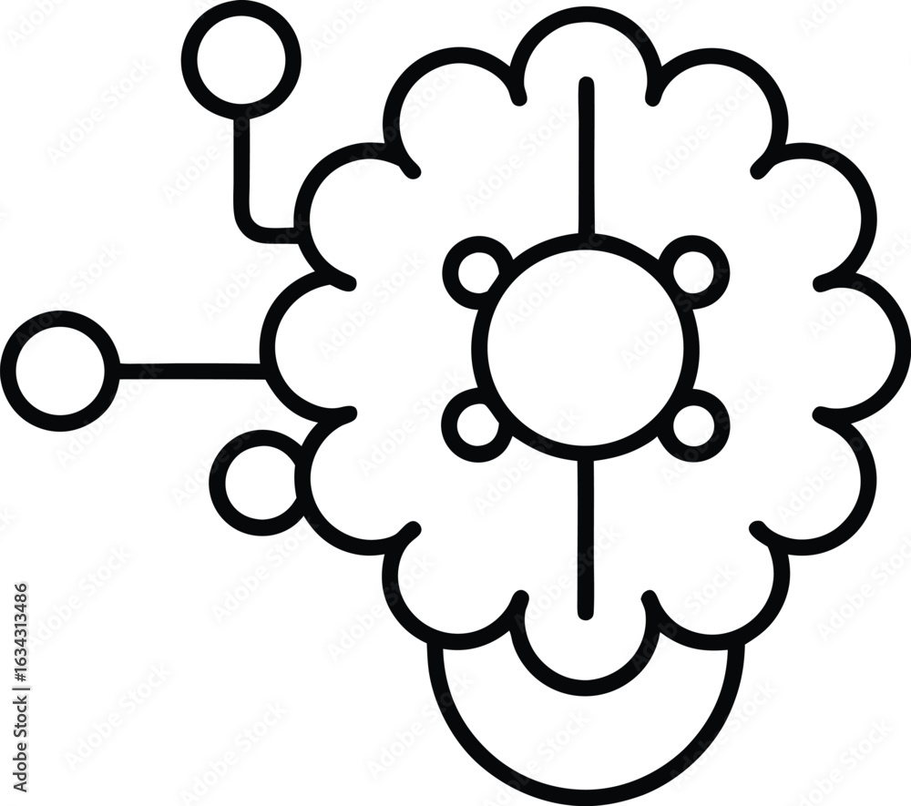 Poster stylized brain with gear symbol representing artificial intelligence isolated on transparent backgro